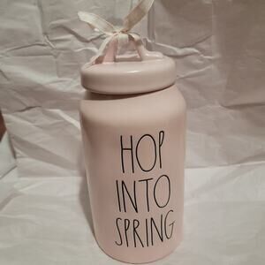 Rae Dunn Hop Into Spring Pink Canister NWT